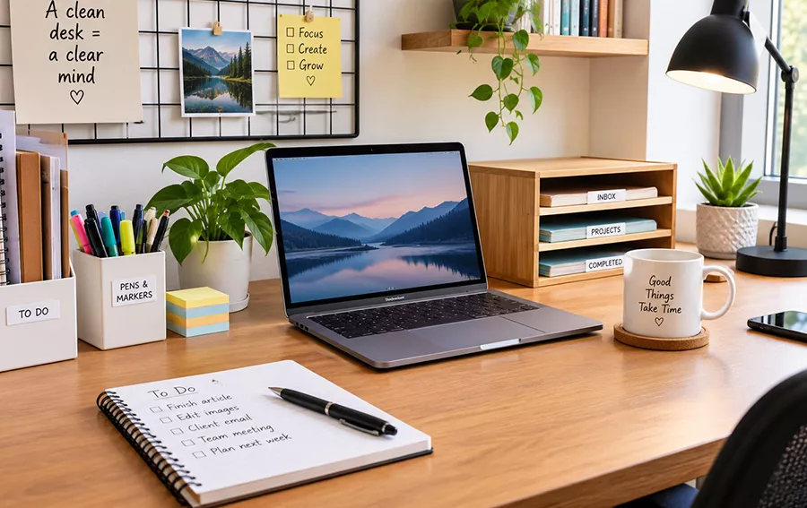 como organizar a mesa de trabalho